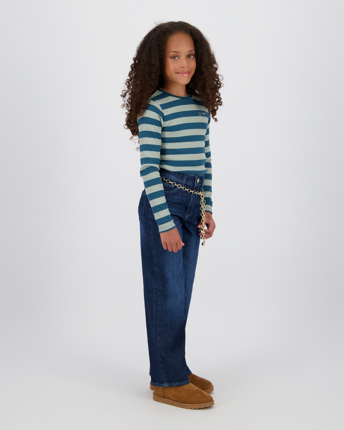 Top G-basic-crop rib stripe