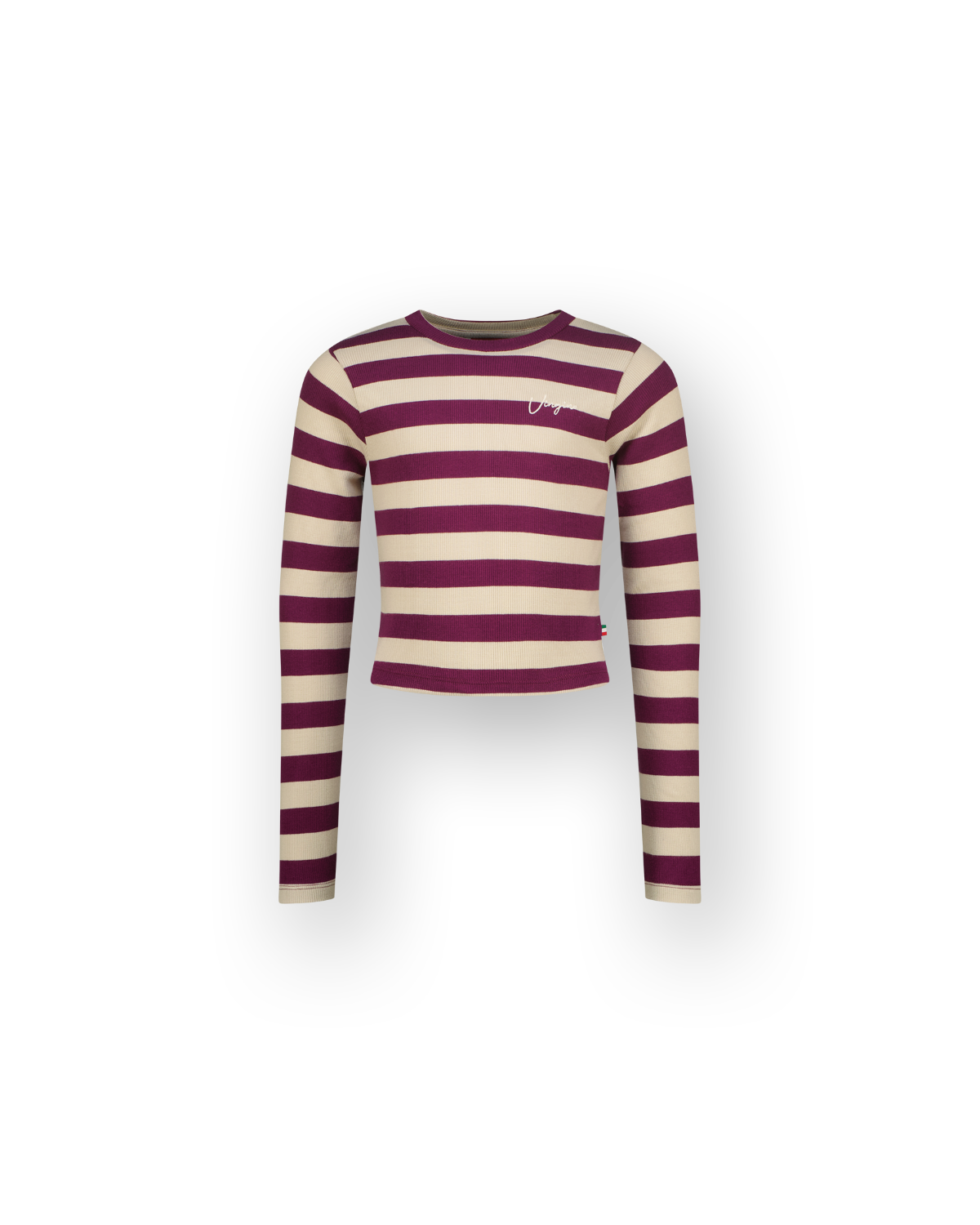 Top G-basic-crop rib stripe