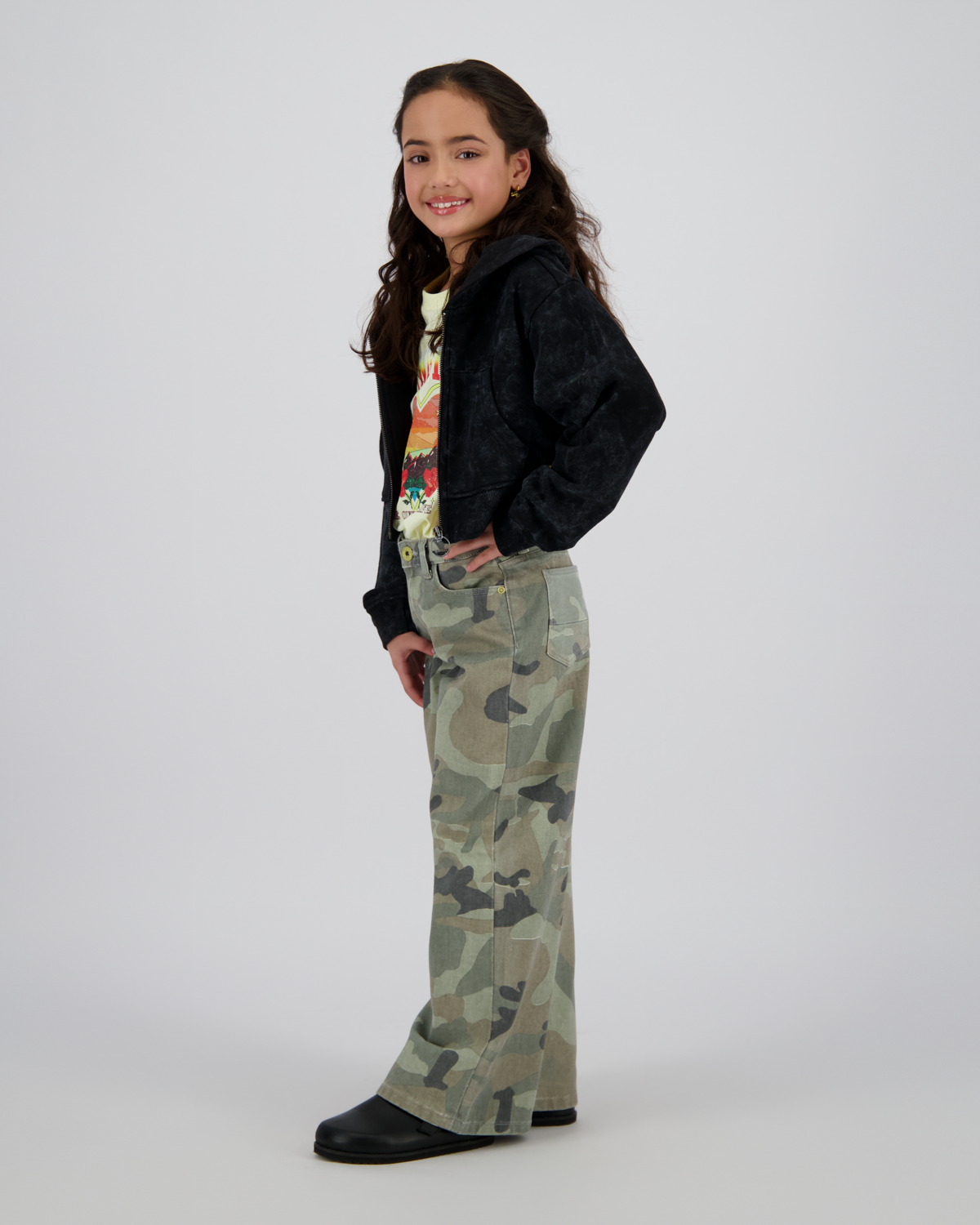 Extra wide leg Jeans Cassie Camo