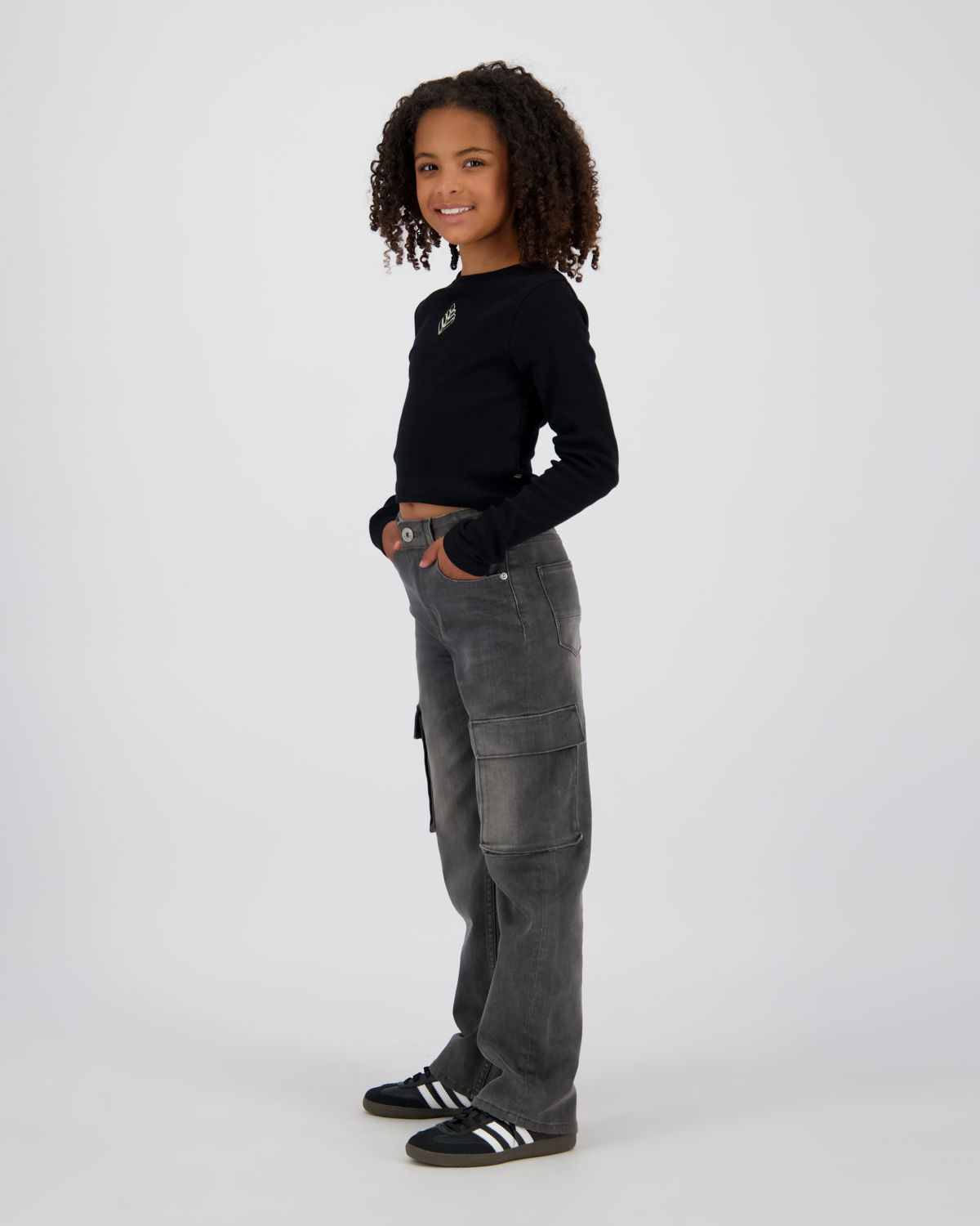 Top G-basic-crop rib longsleeve